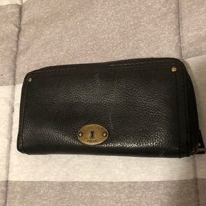 Authentic Large Black Fossil Wallet